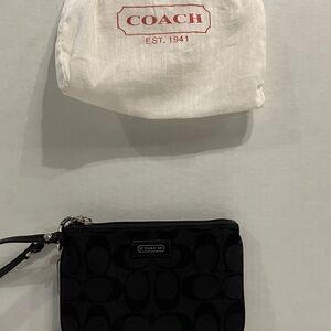 Coach Black Signature Wristlet with Pouch